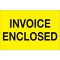 Box Packaging Paper Labels w/ "Invoice Enclosed" Print, 2"L x 3"W, Yellow, Roll of 500 DL1204
